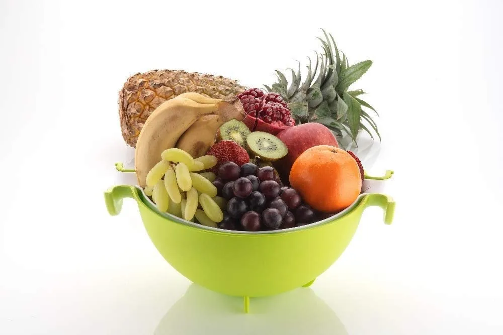 0728 Multifunctional Washing Fruits & Vegetables Basket Strainer and Detachable Drain Basket Bowl