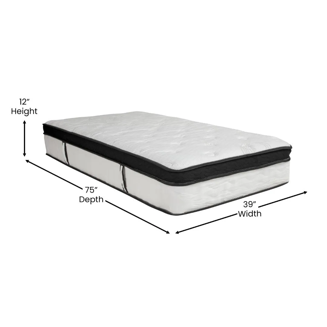 12" Twin Memory Foam & Pocket Spring Mattress in a Box, CertiPUR-US Certified