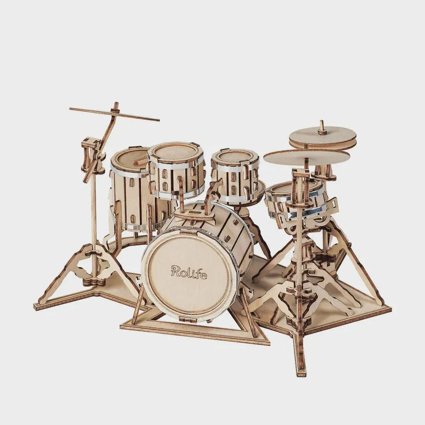 3D Wooden Puzzle: Drum Kit