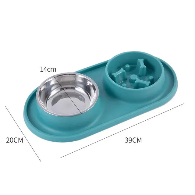 Anti-Choking Pet Feeding Bowl with Dual Stainless Steel & Silicone Design