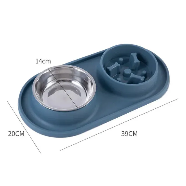 Anti-Choking Pet Feeding Bowl with Dual Stainless Steel & Silicone Design