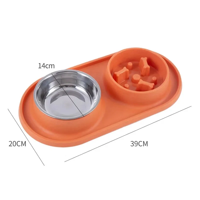 Anti-Choking Pet Feeding Bowl with Dual Stainless Steel & Silicone Design