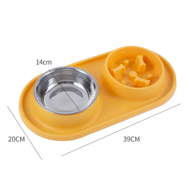 Anti-Choking Pet Feeding Bowl with Dual Stainless Steel & Silicone Design