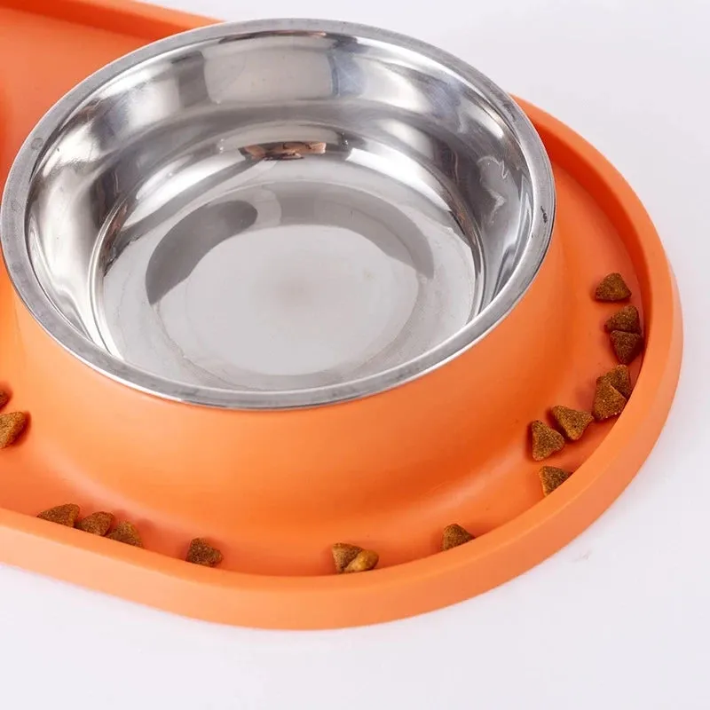 Anti-Choking Pet Feeding Bowl with Dual Stainless Steel & Silicone Design