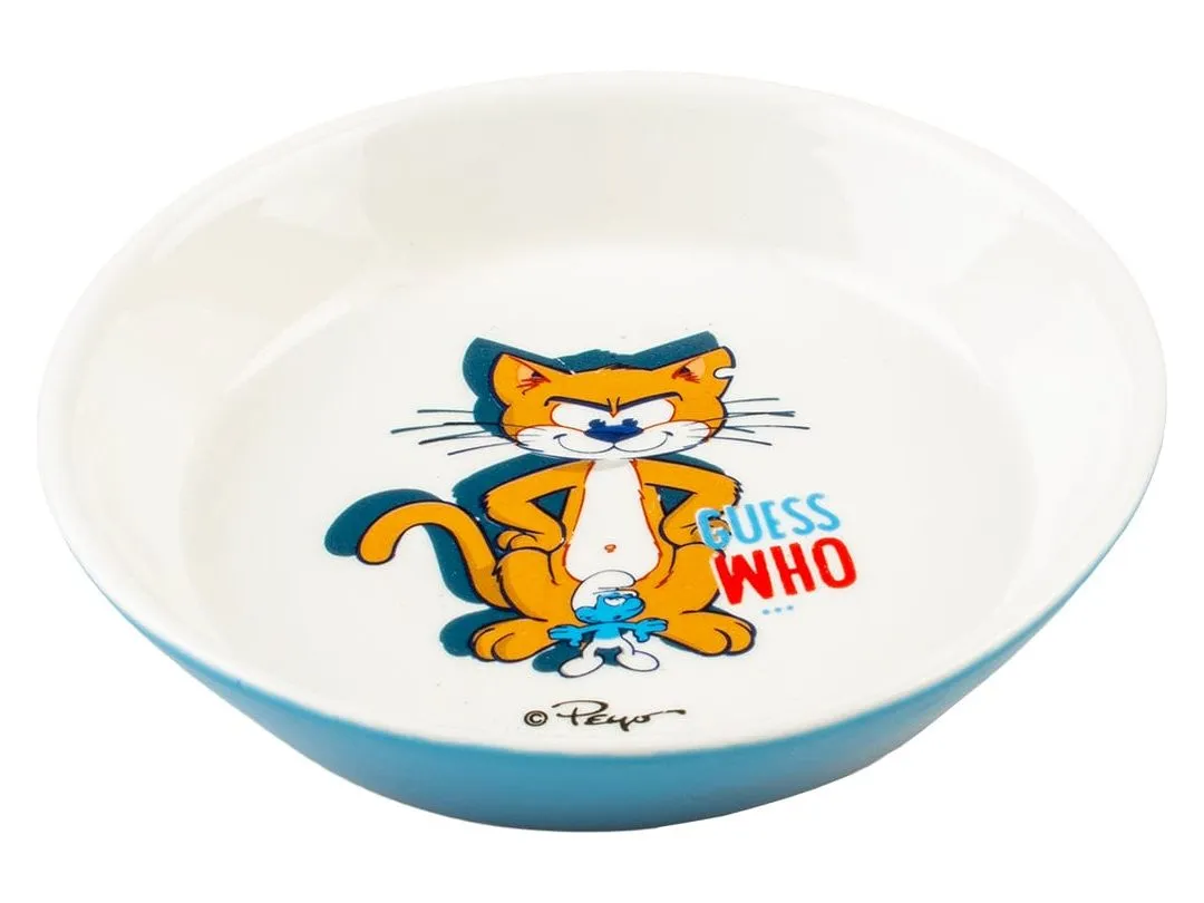 Azrael low feeding bowl 320ml - 16x16x3,5cm white/blue