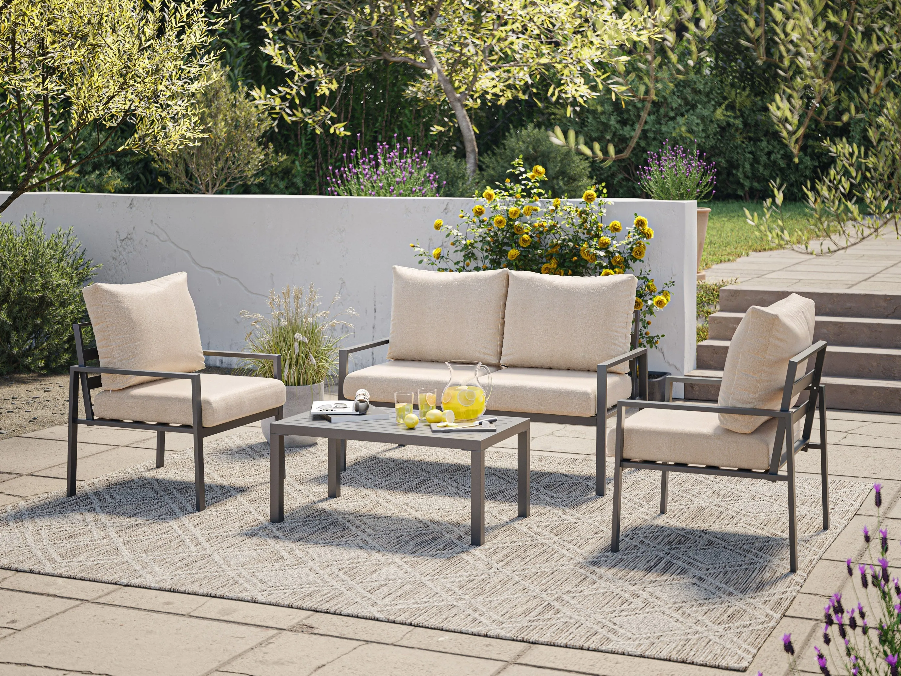 Beige Deluxe 4-Piece Patio Set