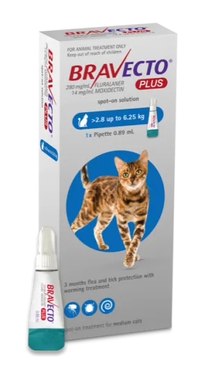 Bravecto Plus Spot On Medium Cats 2.8-6.25KG