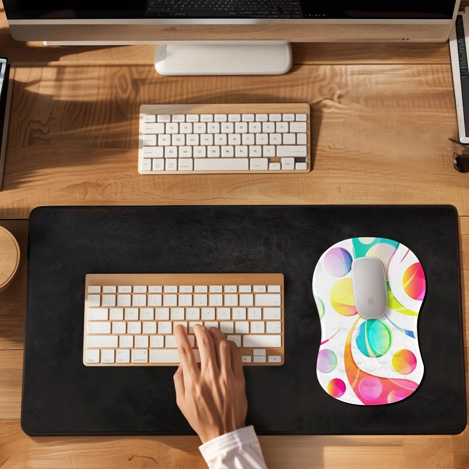 Bright Solar Mouse Pad with Wrist Rest