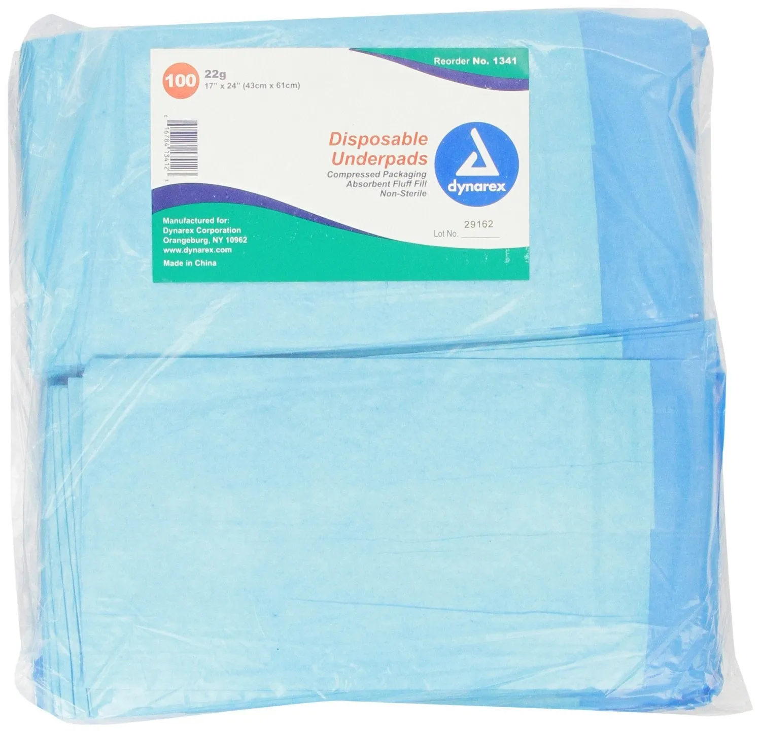 Chux Underpad Disposable Fluff/Polymer Heavy Absorbency: 100 Count, Blue, 17" x 24"