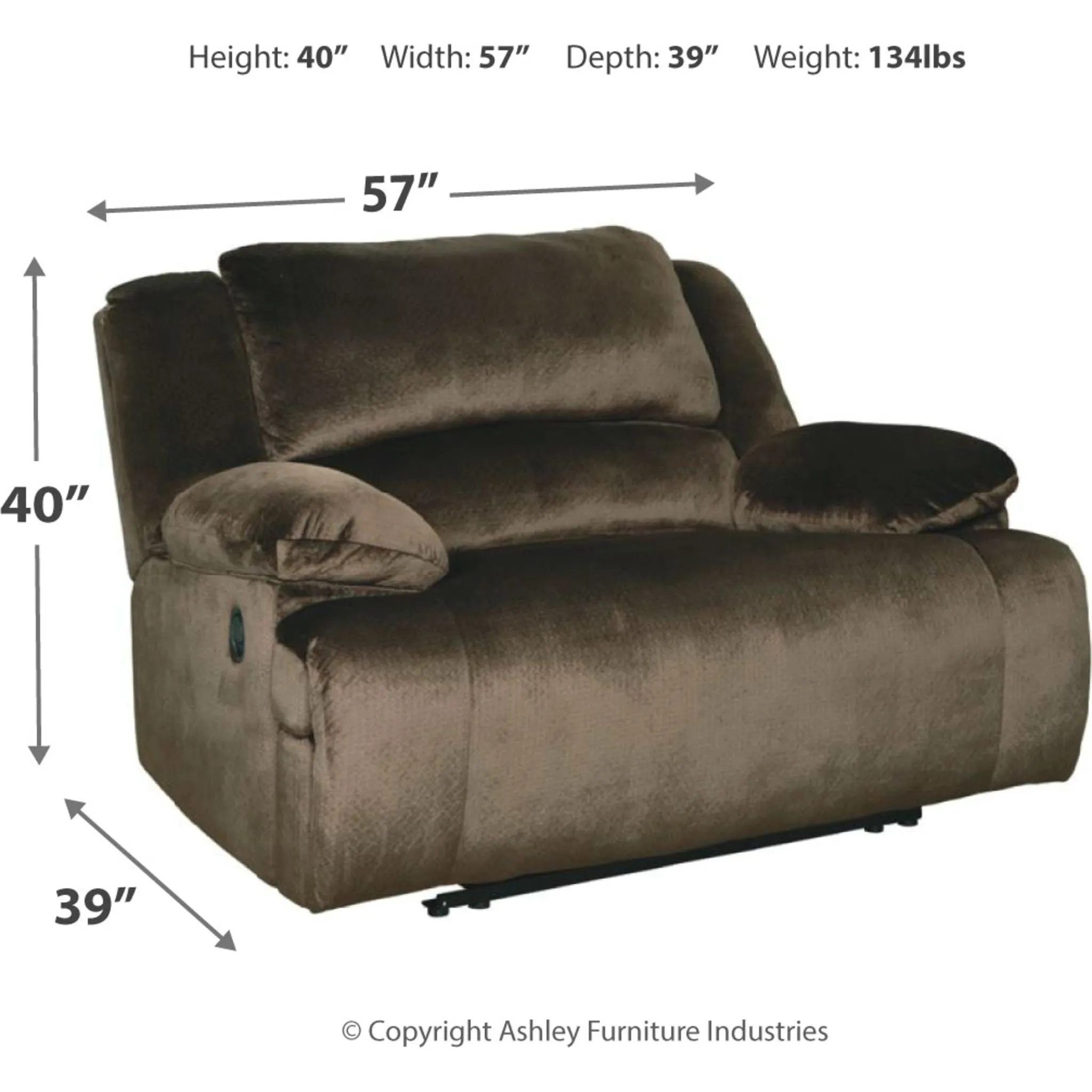 Clonmel Zero Wall Power Wide Recliner - Chocolate