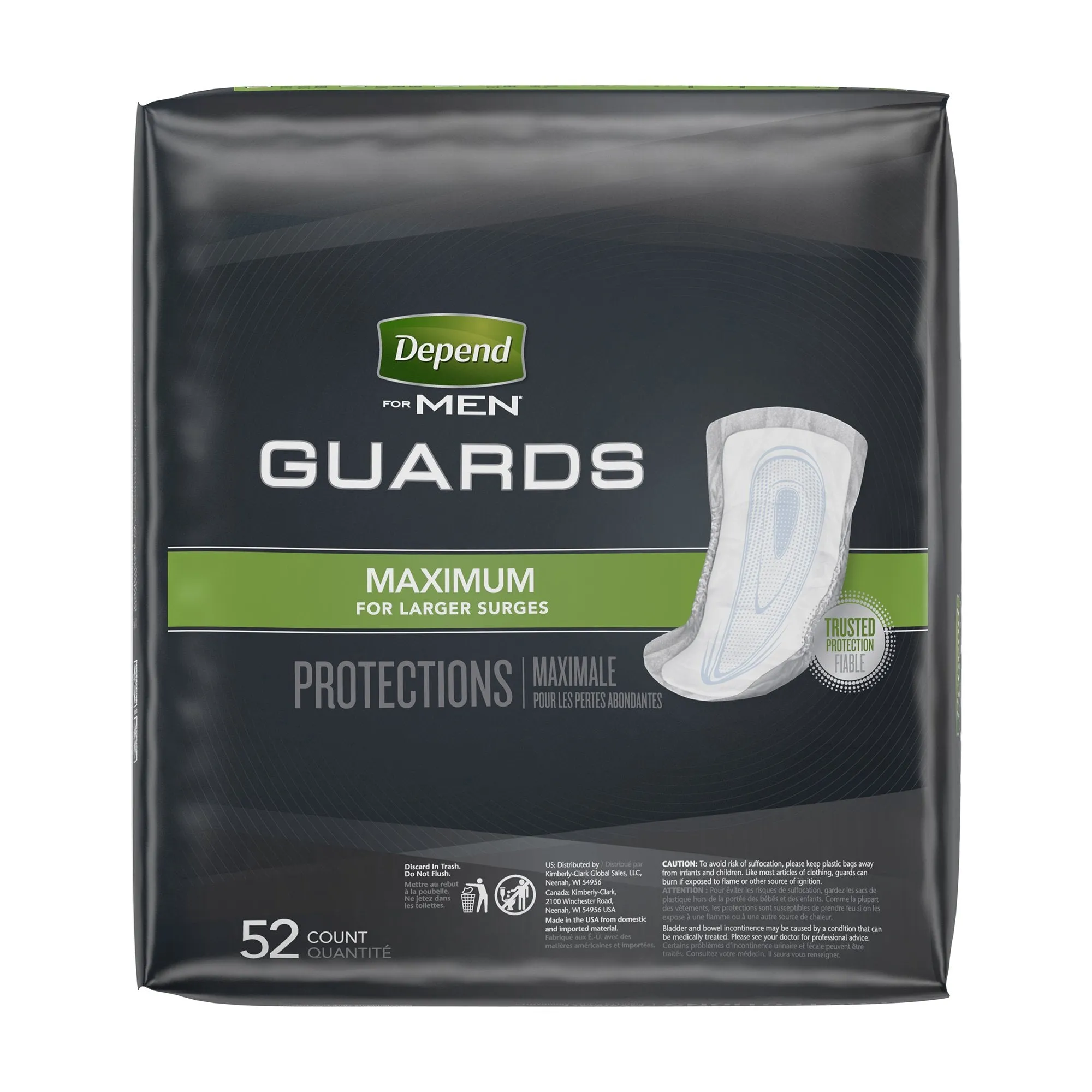 Depend Guards Incontinence Pads, Disposable, Maximum Absorbency, 12" Length