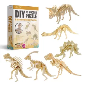 DinoCraft Adventures: 3D Wooden Dinosaur Puzzle Bundle for Creative Play and Learning Fun