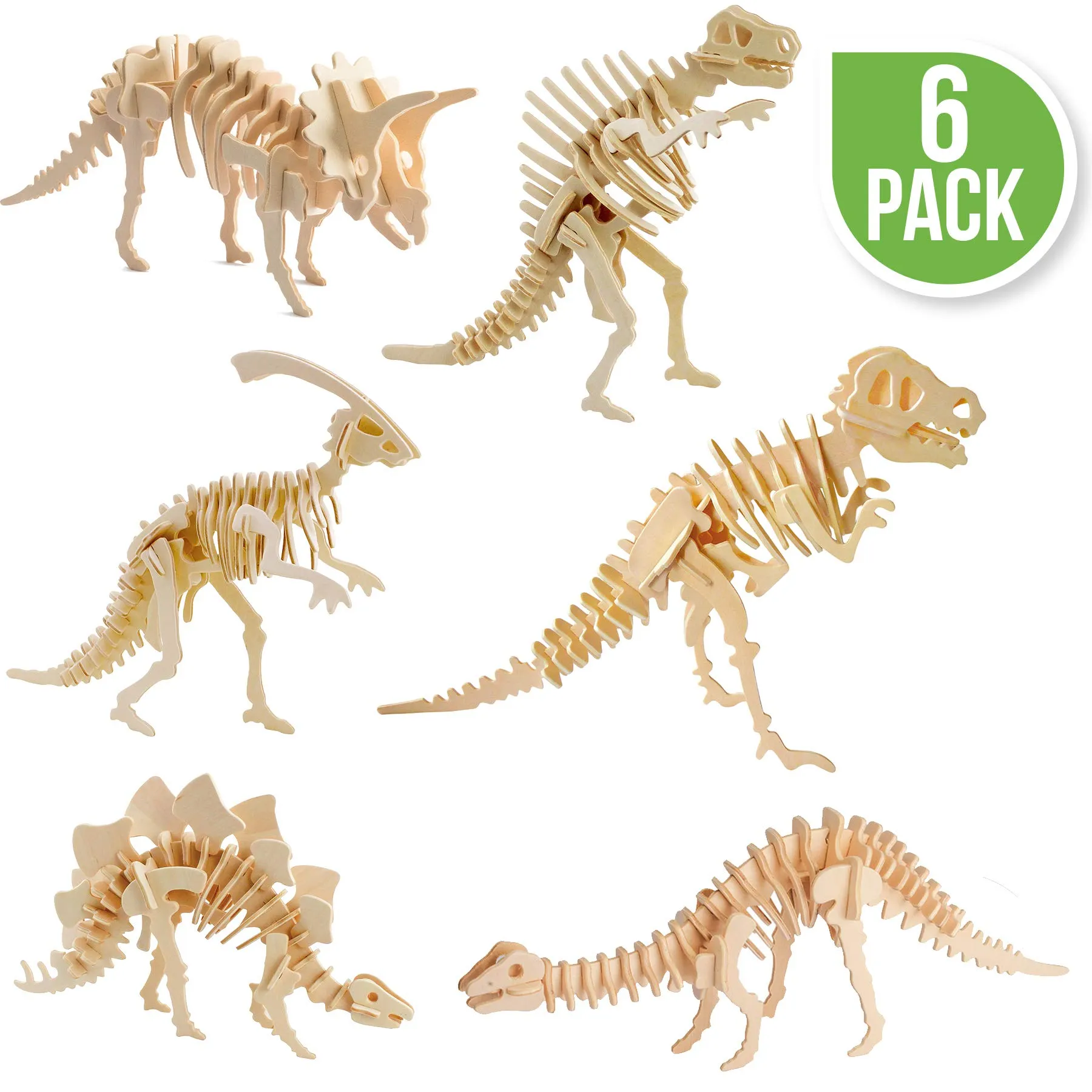 DinoCraft Adventures: 3D Wooden Dinosaur Puzzle Bundle for Creative Play and Learning Fun