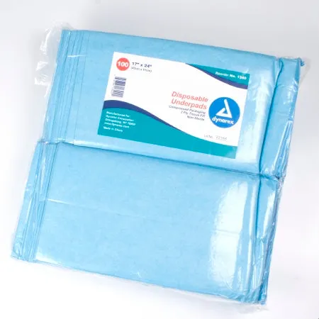 Dynarex Underpad 17 x 24 Inch Disposable Tissue Moderate Absorbency Bag of 100