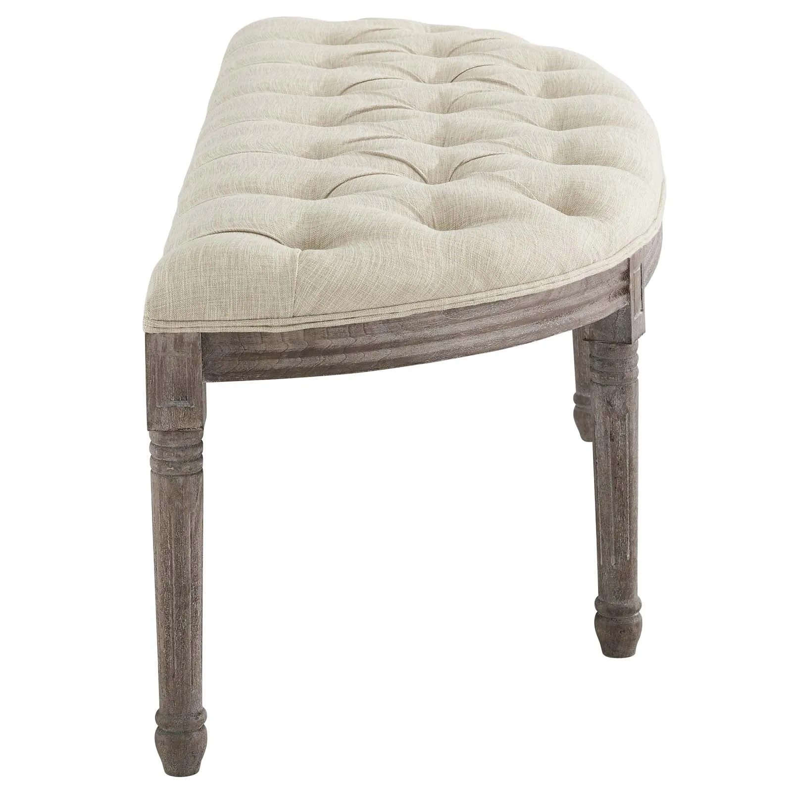 Esteem Vintage French Upholstered Fabric Semi-Circle Bench