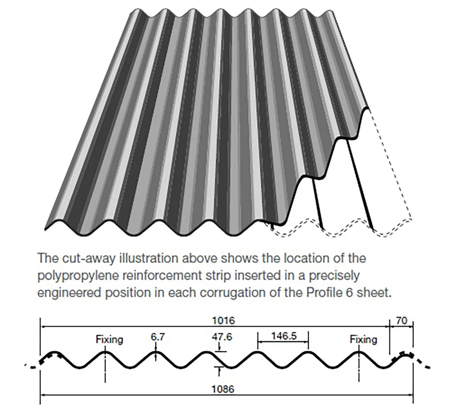 Eternit Profile 6'' Fibre Cement Sheet 2440mm