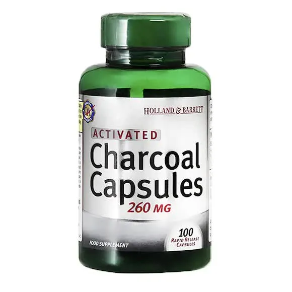 Holland & Barrett Charcoal 100 Capsules 260mg