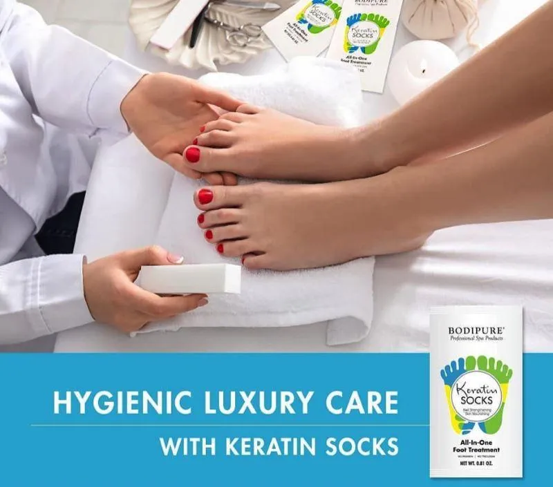 Keratin Socks Natural Moisturising Foot Treatment - Bodipure white sachet