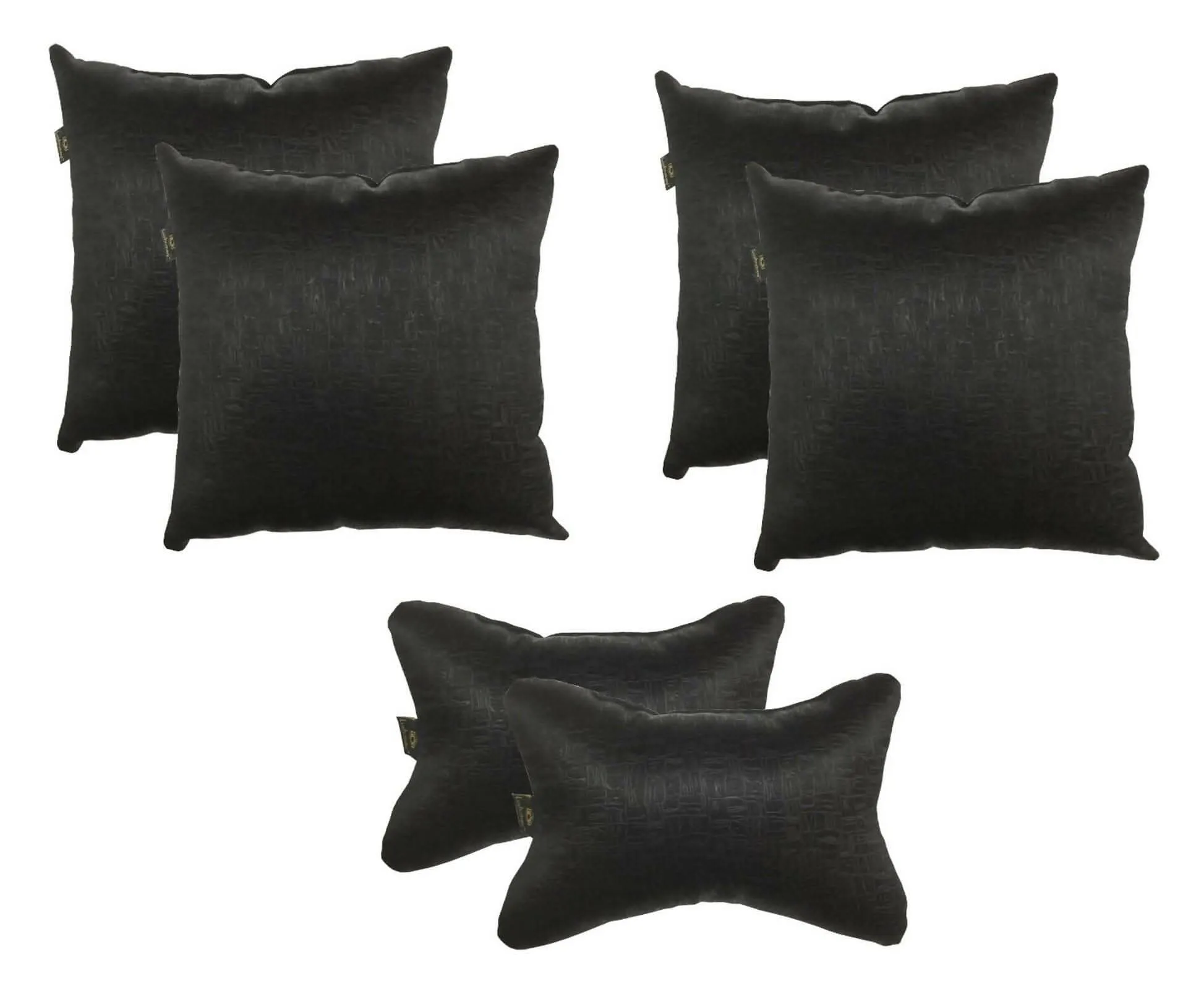 Lushomes Textured Black Car Pillow & Cushion Set (6 pcs)