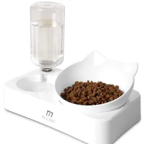 Marchul Slanted Food and Water Bowl Set for Dogs and Cats