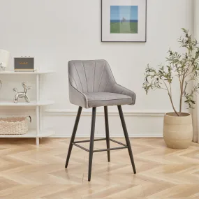 Masterplank Charlton High bar stool - Light grey Velvet fabric