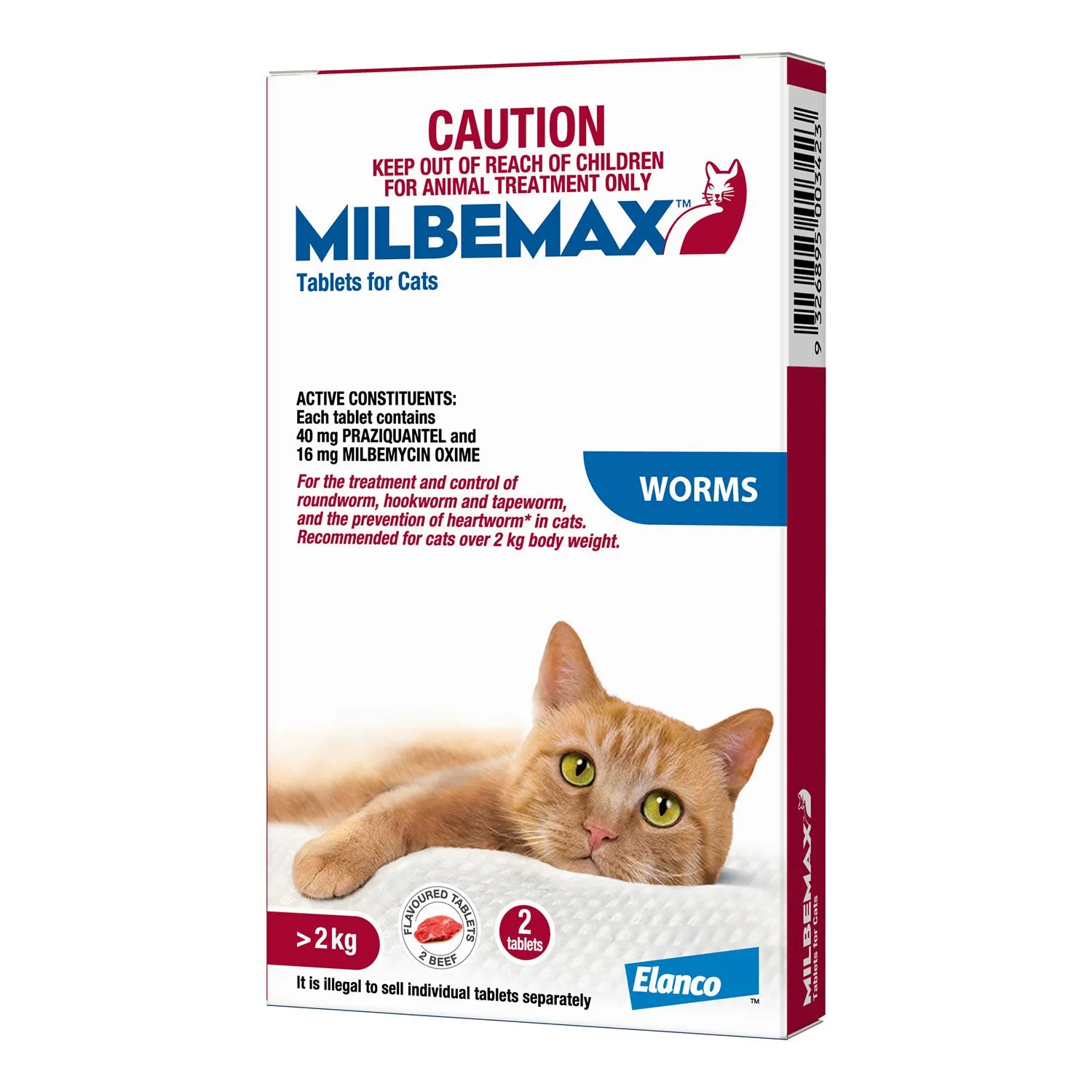 Milbemax All Wormer Tablet for Cats 2-8kg 2 Pack