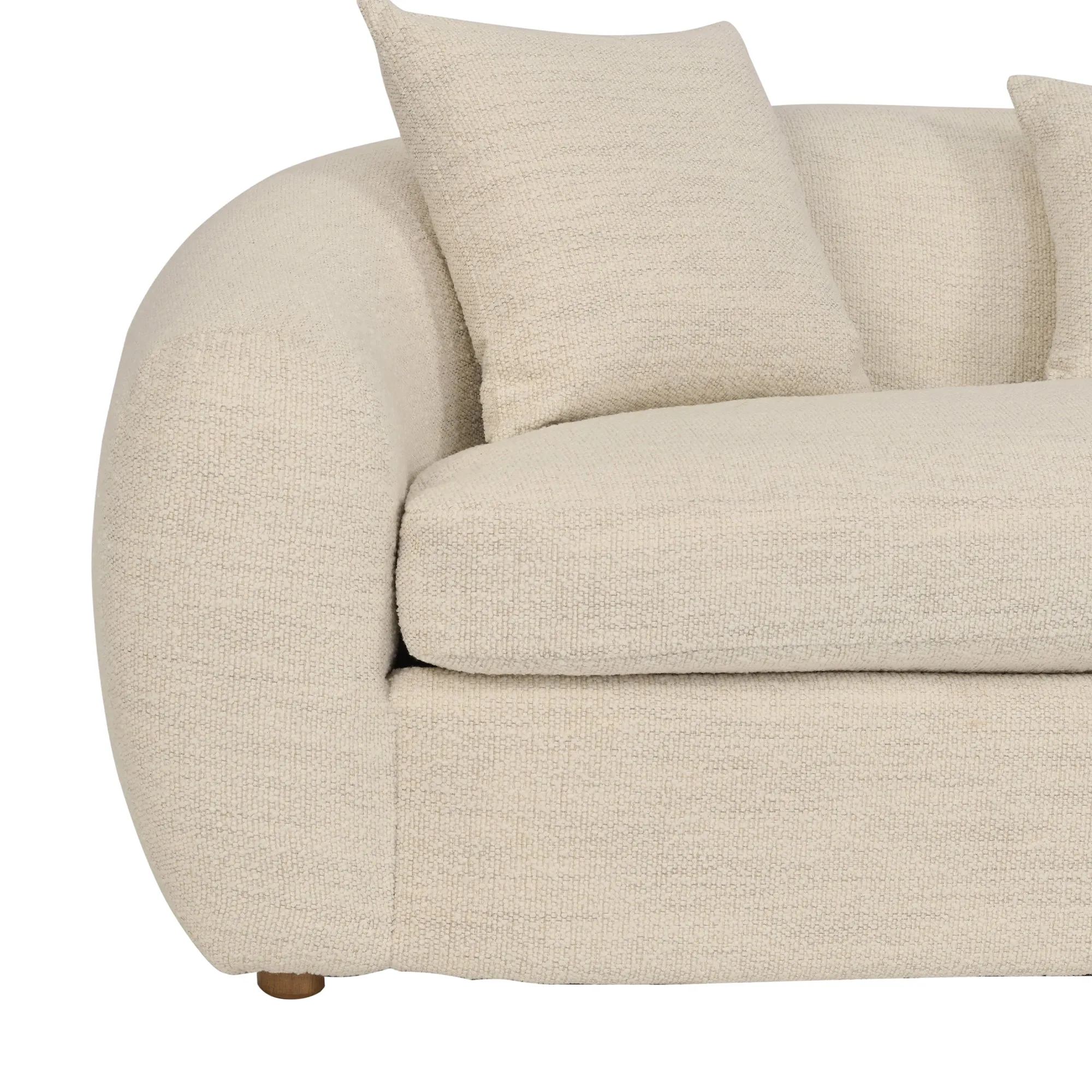 Molly 96.5 in. Upholstered Curved Sofa in Pearl