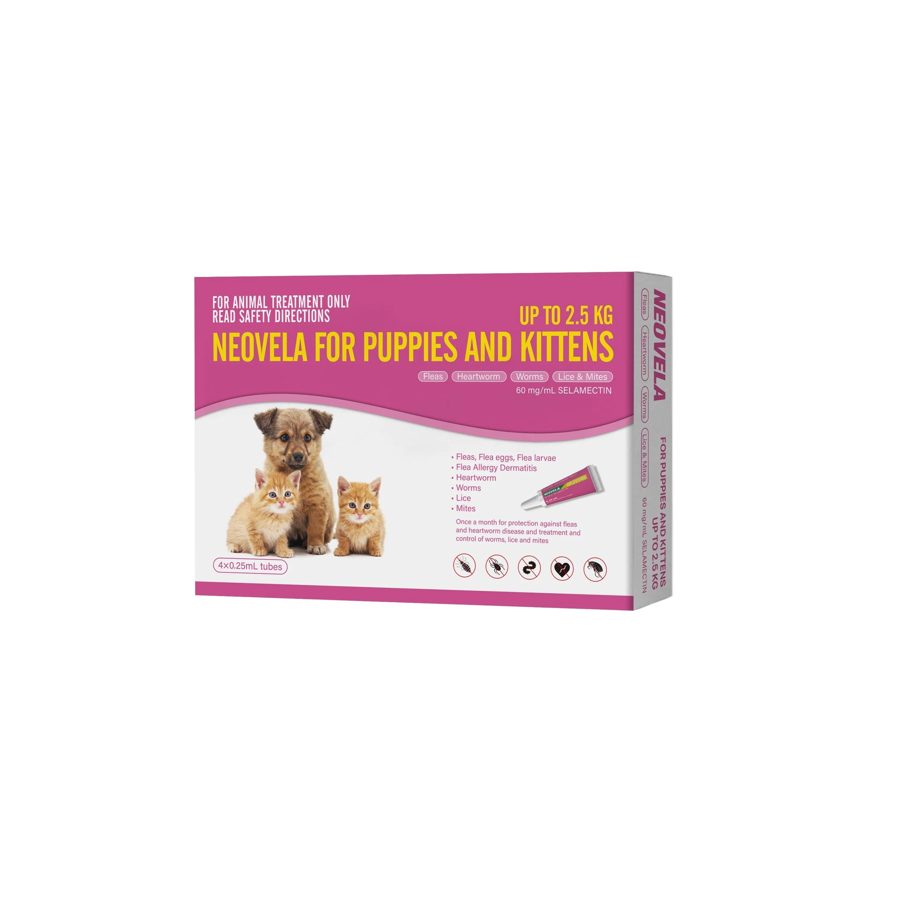 Neovela Flea, Worming and Heartworm Treatments for Puppies and Kittens 4 Pack^^^