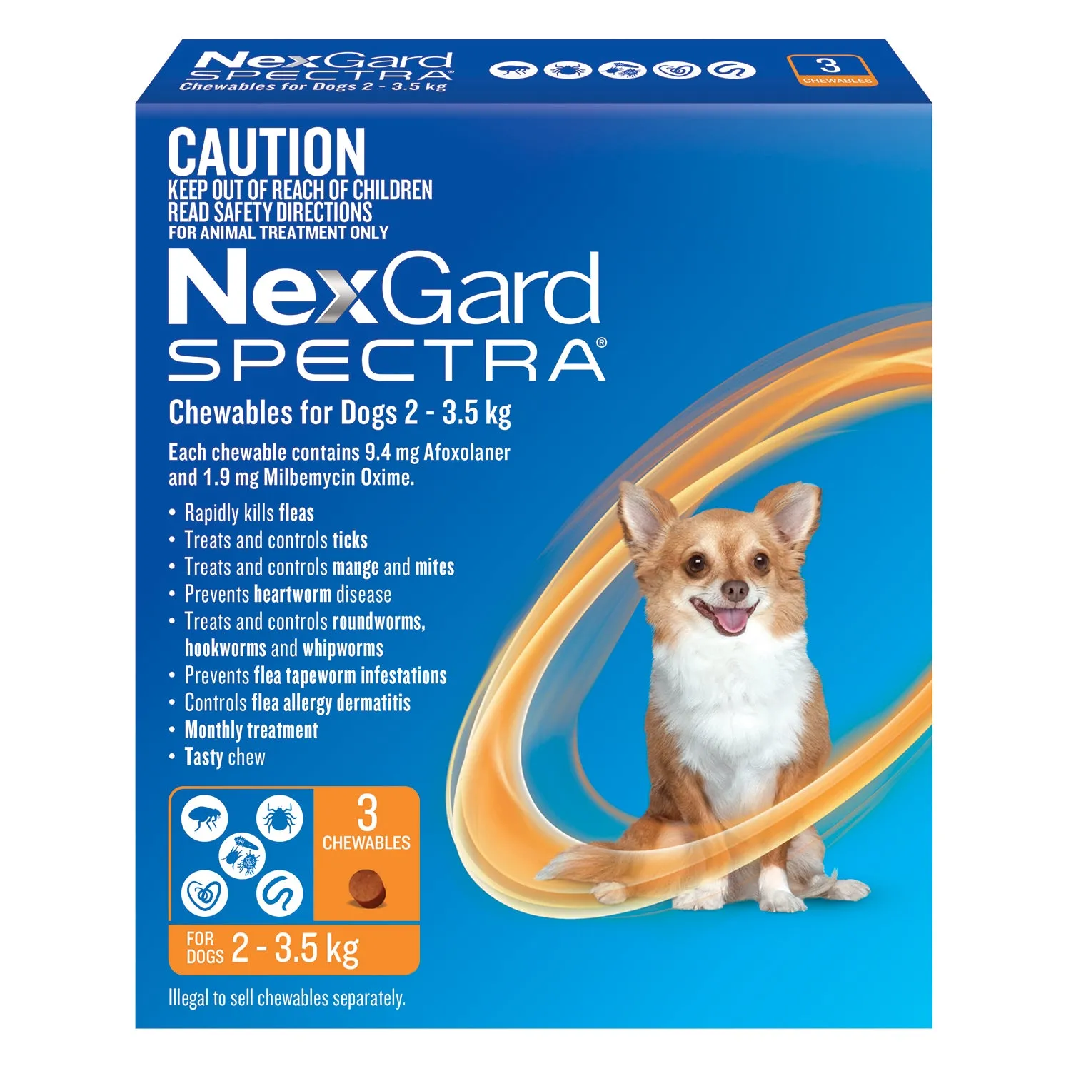 NexGard Spectra Dog 2-3.5kg Orange 3 Pack