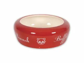 No Waste Ceramic Cat Bowl Buffet - Red 300ml