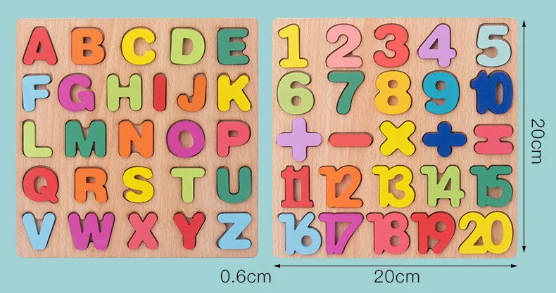 Numbers and Letters Wooden Puzzle Board for Cognitive Learning