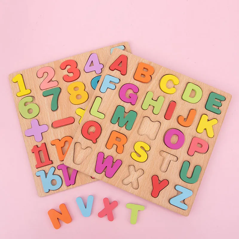 Numbers and Letters Wooden Puzzle Board for Cognitive Learning