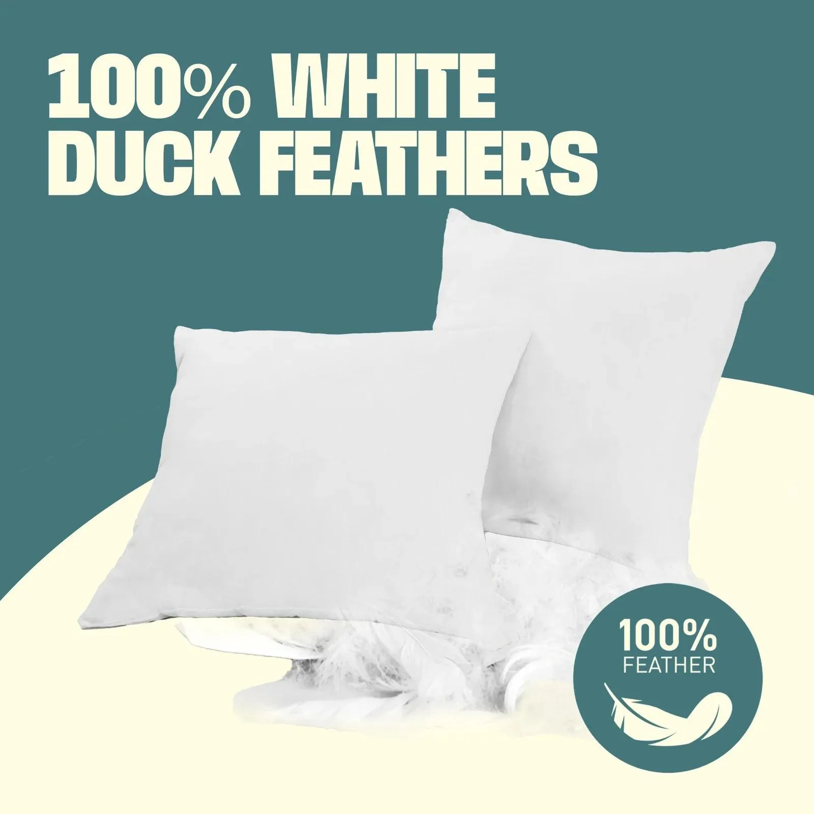 Pack of 2 Duck Feather Cushion Stuffer Inners Pads in Cotton Casing