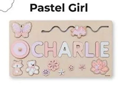 Pastel Personalized Custom First Name Wooden Puzzle , Educational Toys For Toddlers