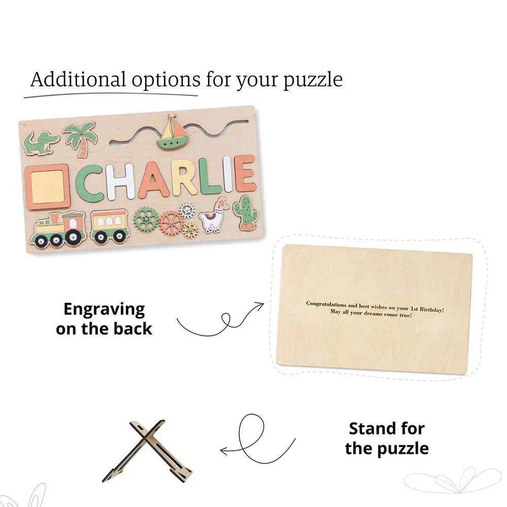 Pastel Personalized Custom First Name Wooden Puzzle , Educational Toys For Toddlers