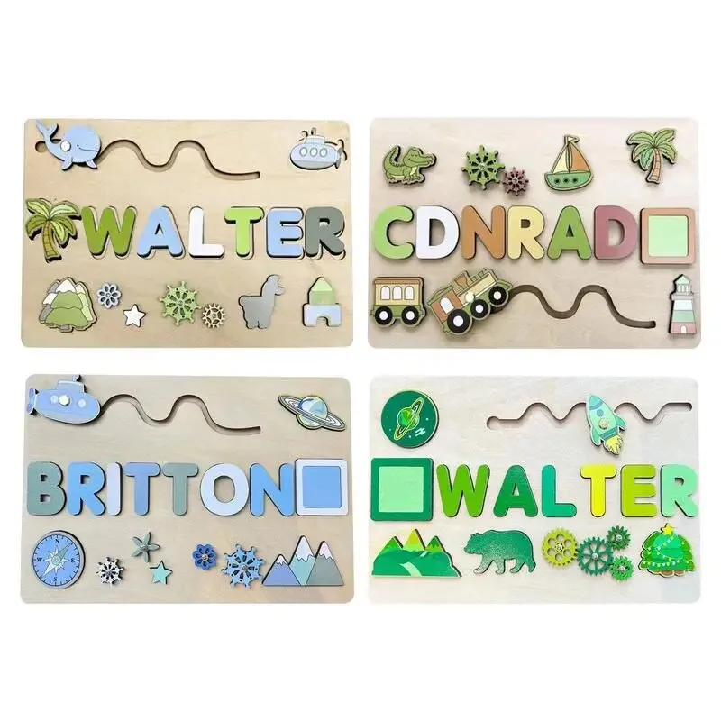 Pastel Personalized Custom First Name Wooden Puzzle , Educational Toys For Toddlers