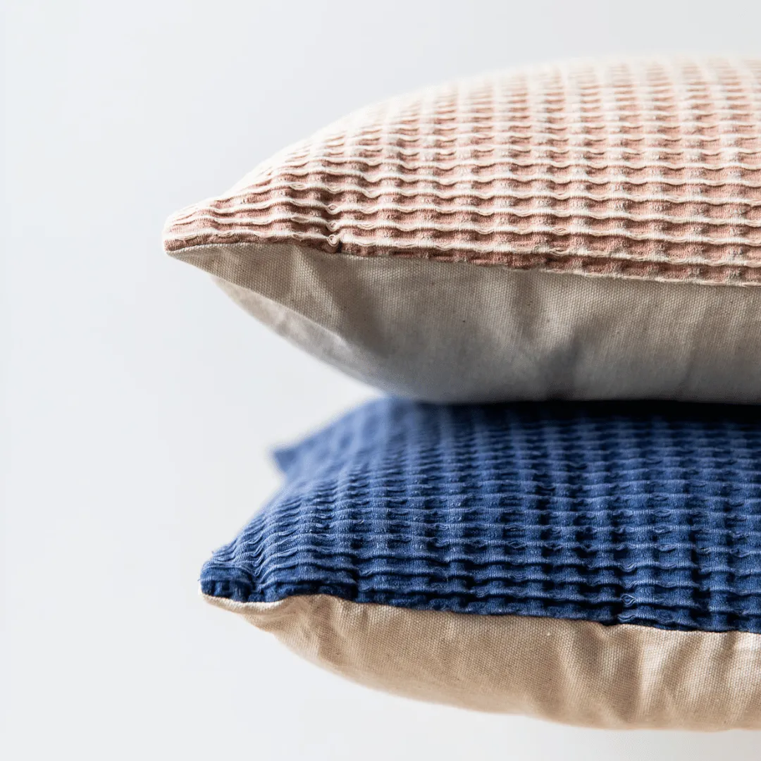 Perla Cotton Waffle Cushion - Denim