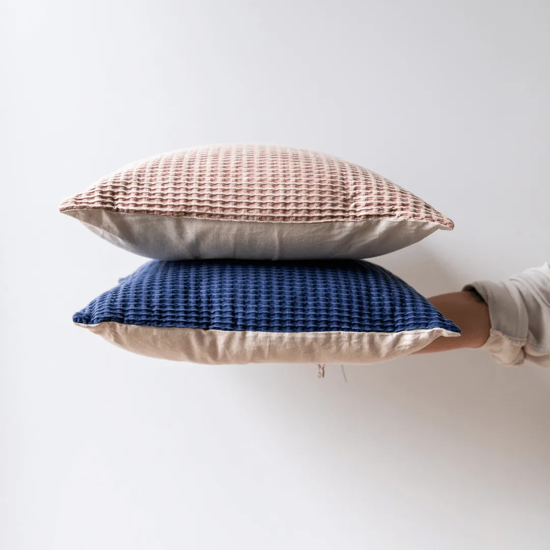 Perla Cotton Waffle Cushion - Denim