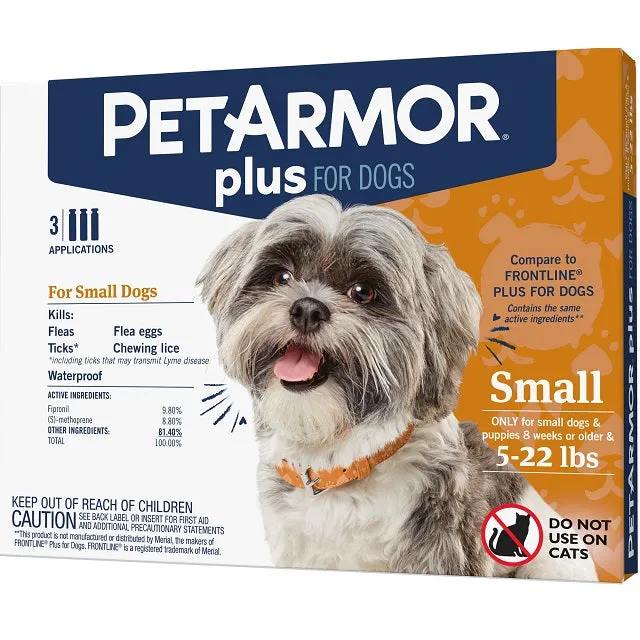 PetArmor Plus Flea & Tick Topical for Dogs 3-Pack, 5-22 lbs