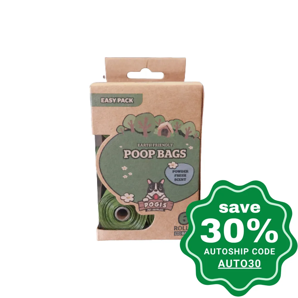 Pogi's Pet Supplies - Poop Bags - Powder Fresh Scent - 6 Packs