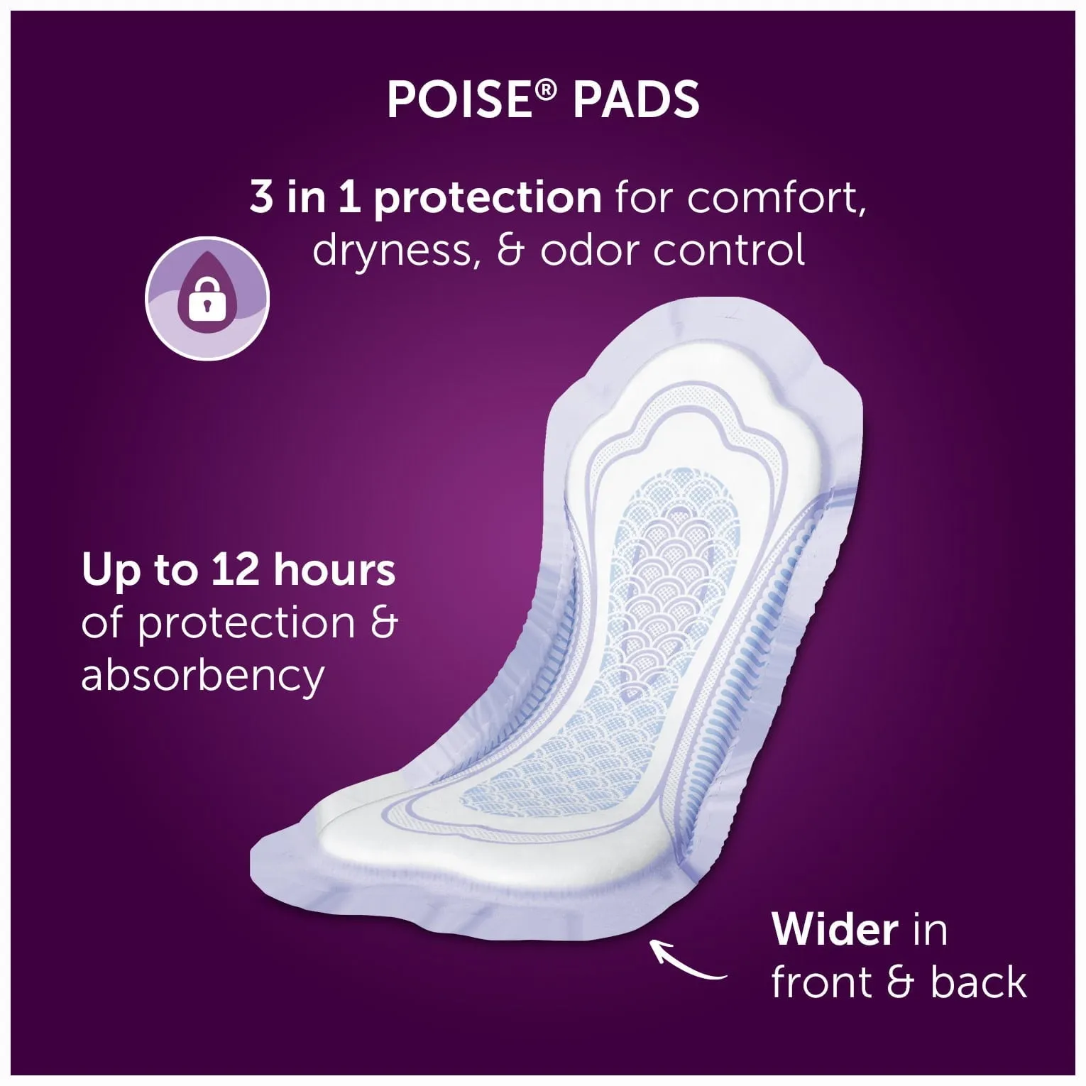 Poise Incontinence Pads for Women, 4 Drop, Moderate Absorbency, Regular, 66Ct