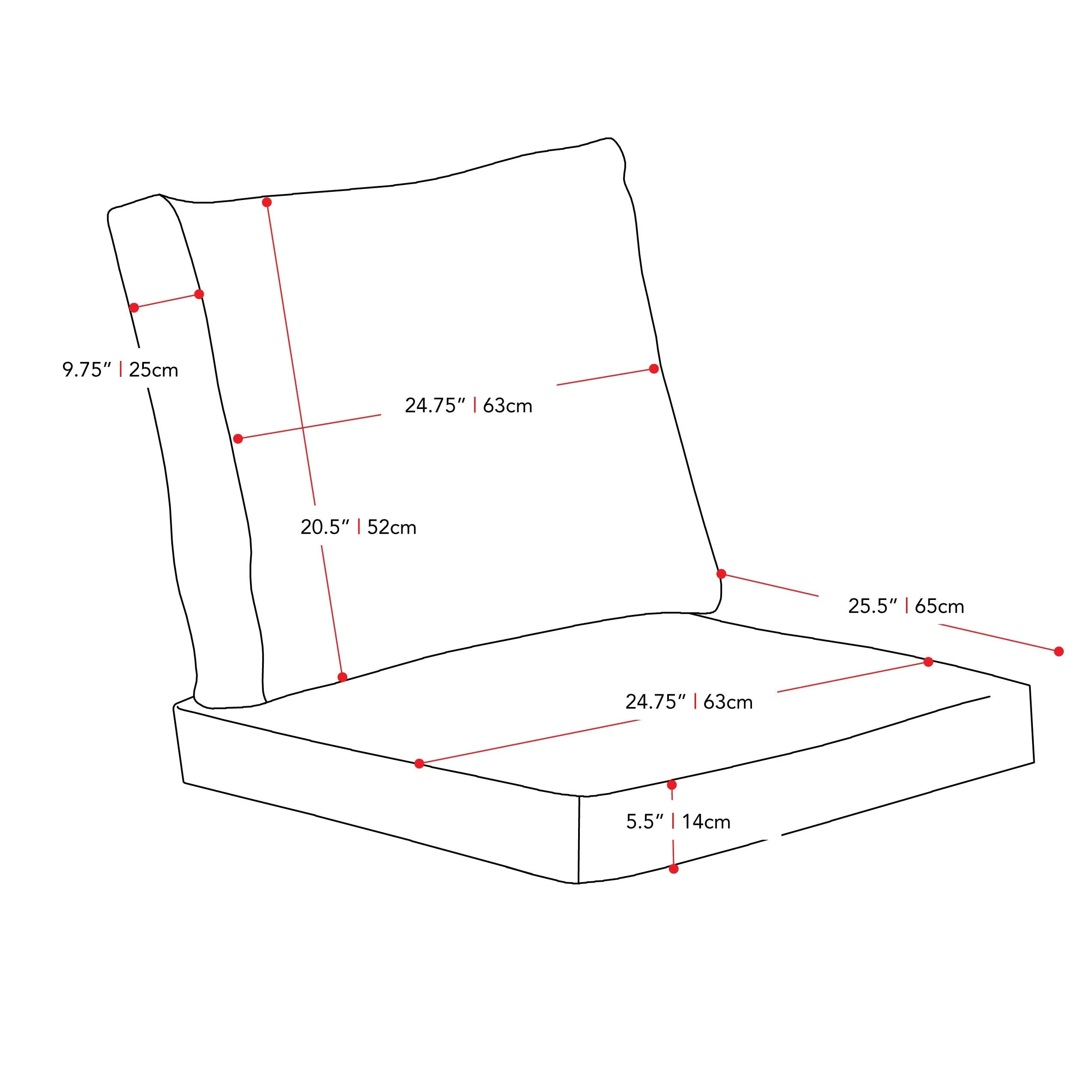 Replacement Back and Seat Sectional Cushion 2pc