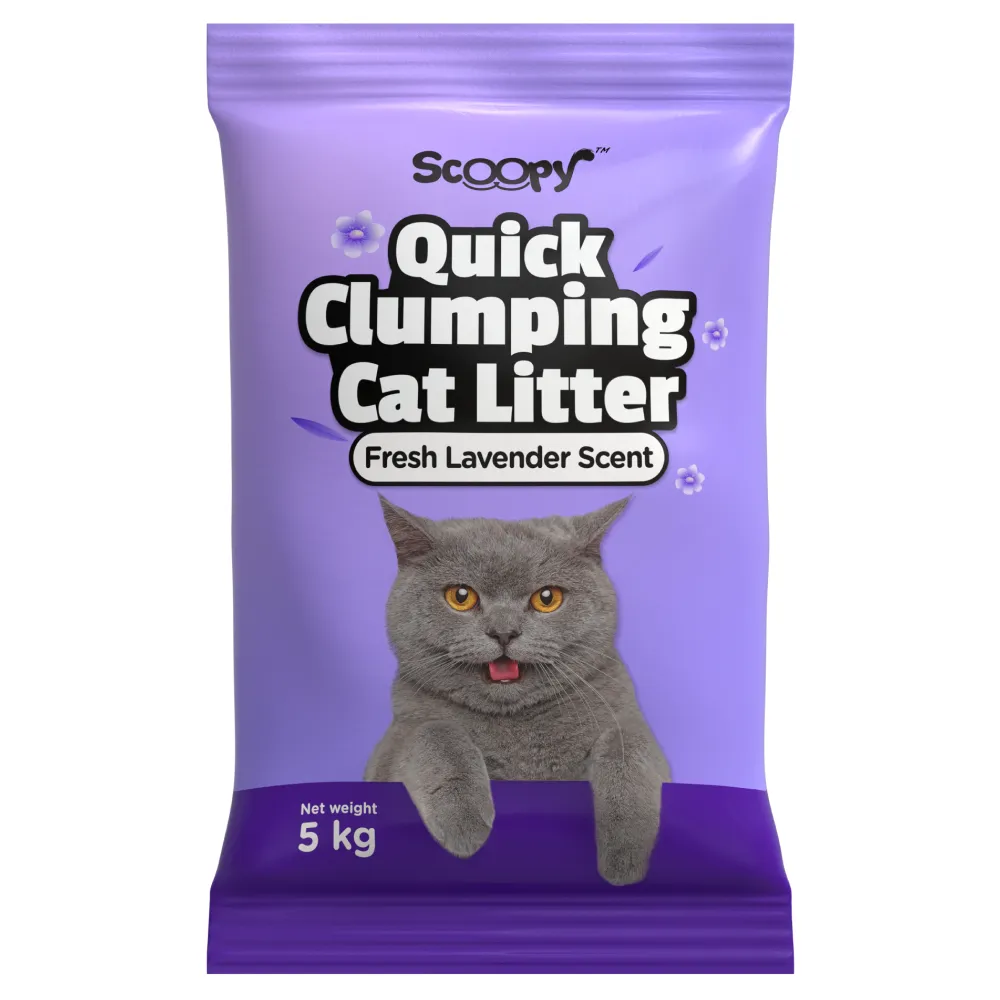 Scoopy Quick Clumping Lavender Scented Litter with Skatrs Litter Tray and Poop Bag for Cats