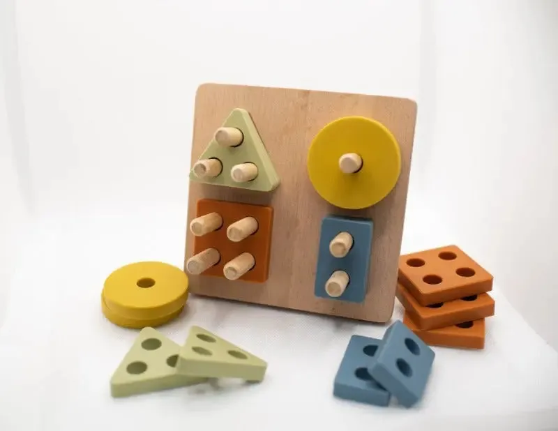 Shape Puzzle Toy   Geometric   Wood & Silicone   Montessori