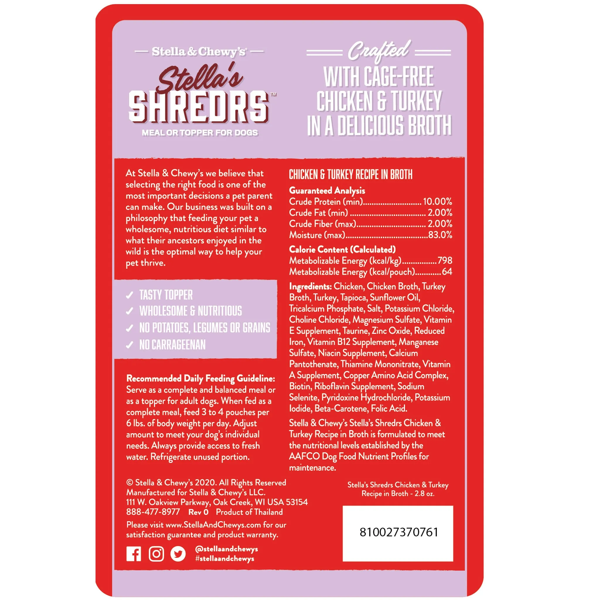 Stella & Chewy's Shredrs Chicken & Turkey Dog Food