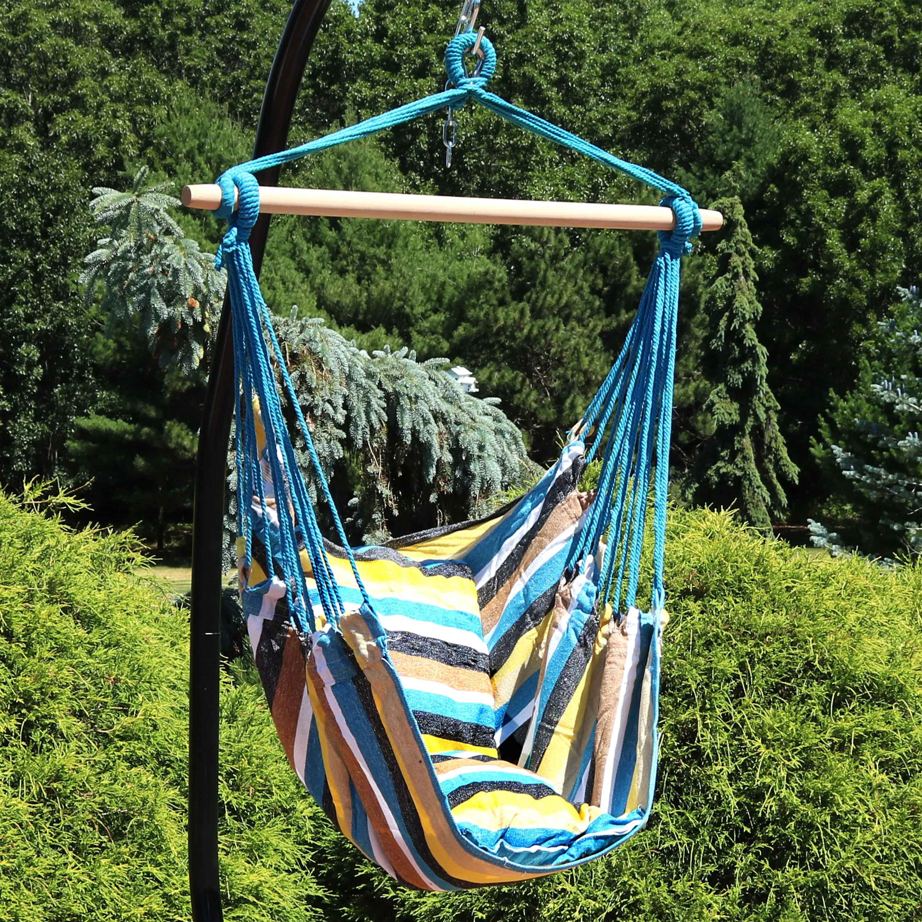 Sunnydaze Outdoor Hanging Hammock Chair Swing with 2 Cushions