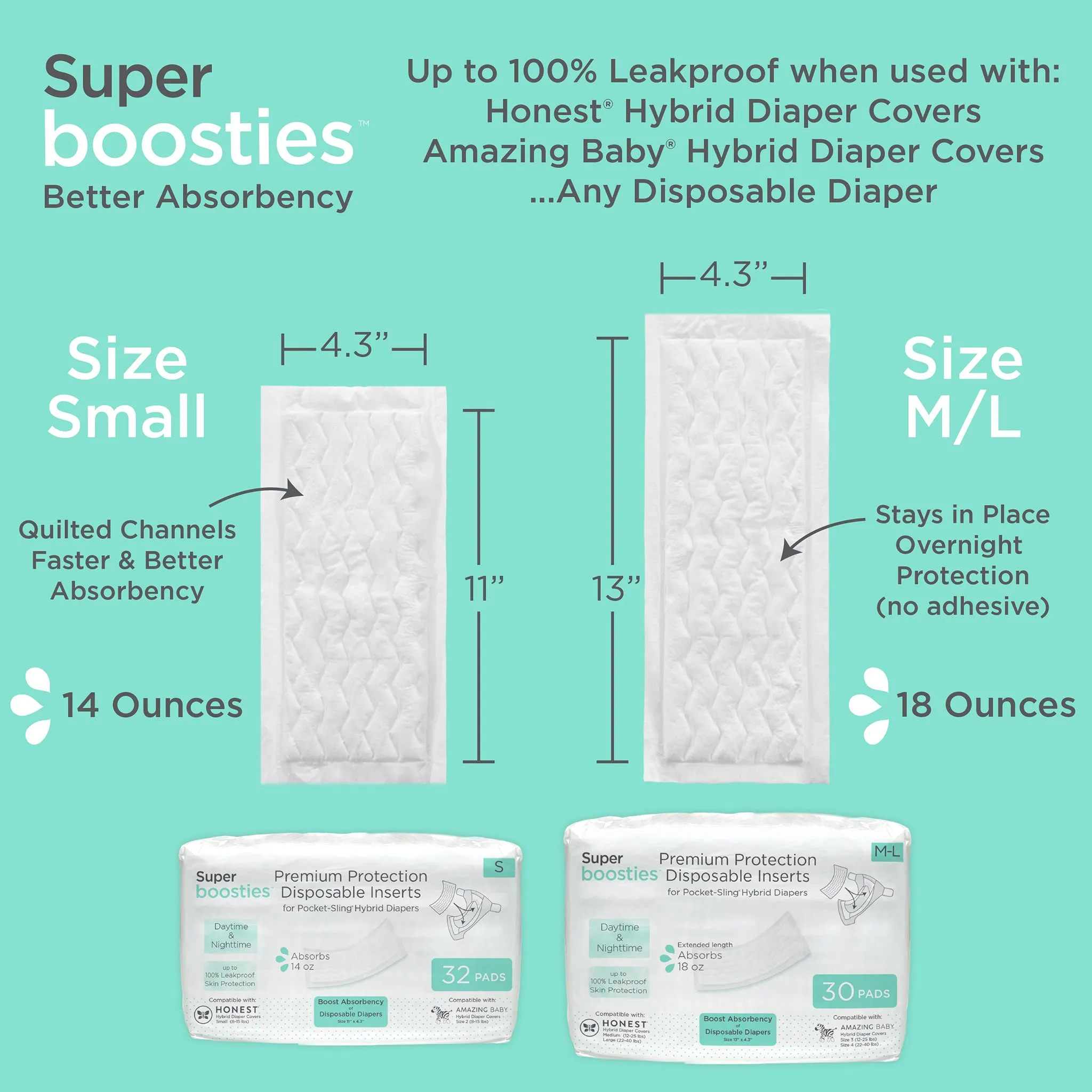 Super Boosties - Disposable Diaper Inserts, Small, Pack of 96