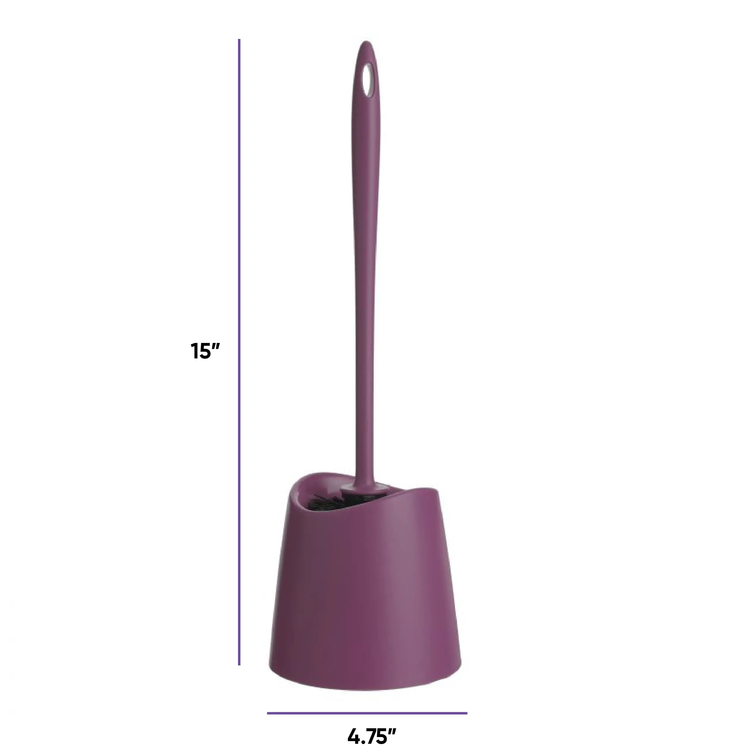 Superio Brand Modern Toilet Brush and Holder, Plastic, Purple