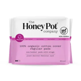 The Honey Pot Company Organic Regular Flow Pads With Wings 20 Ct Cotton