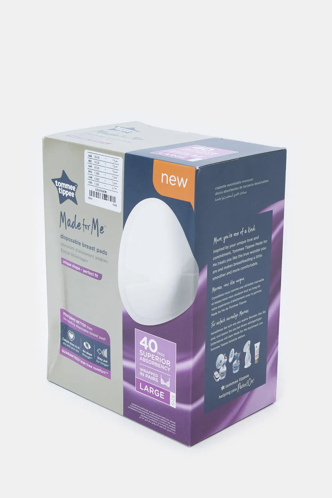 Tommee Tippee Made For Me Large Disposable Breast Pads (Pack Of 40)